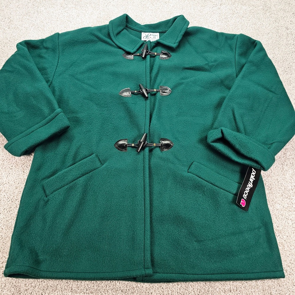 Vintage New Haband For Her Green Fleece Toggle Pea Coat Womens Large Made in USA